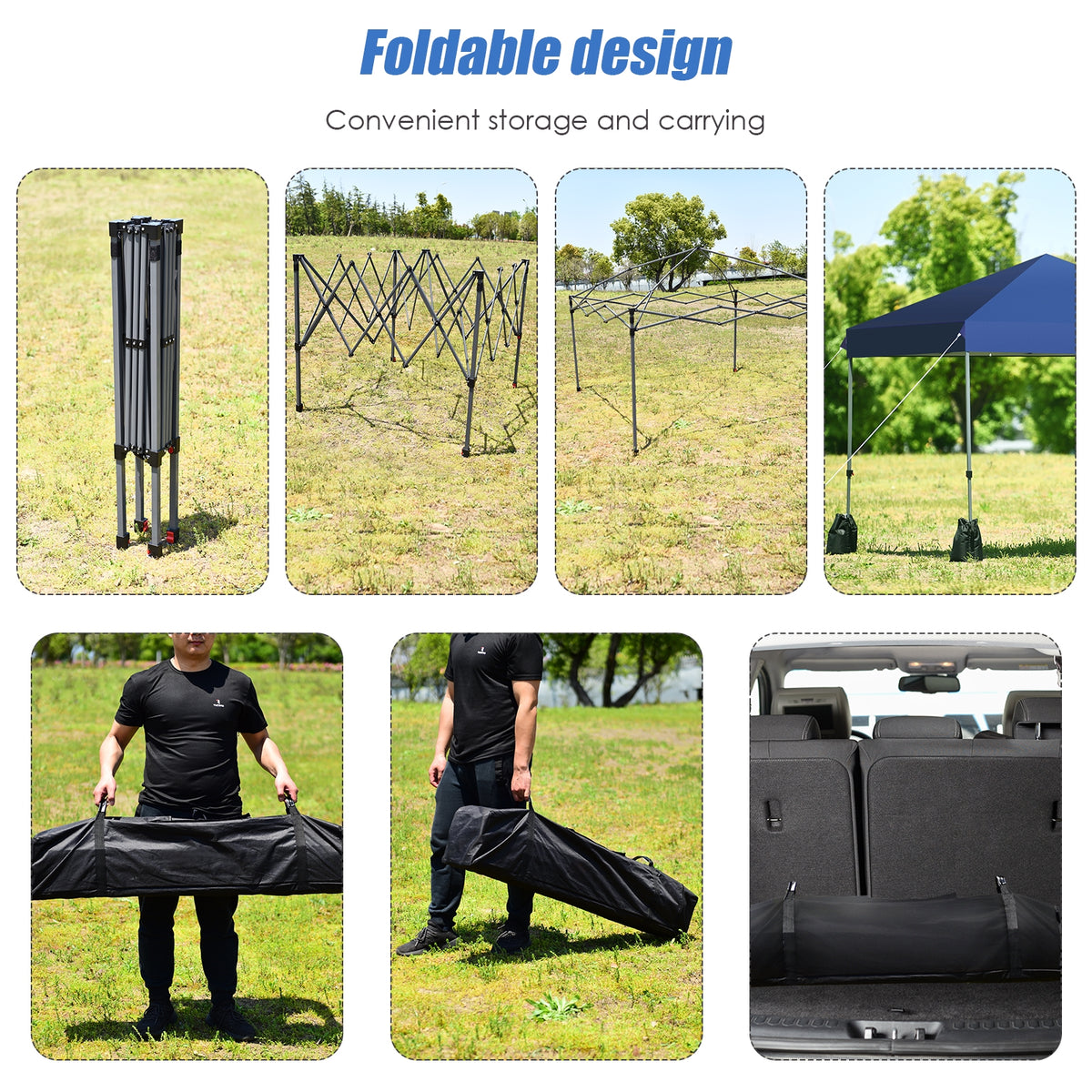8 x Feet Outdoor Pop-up Canopy Tent with Portable Roller Bag and Sand
