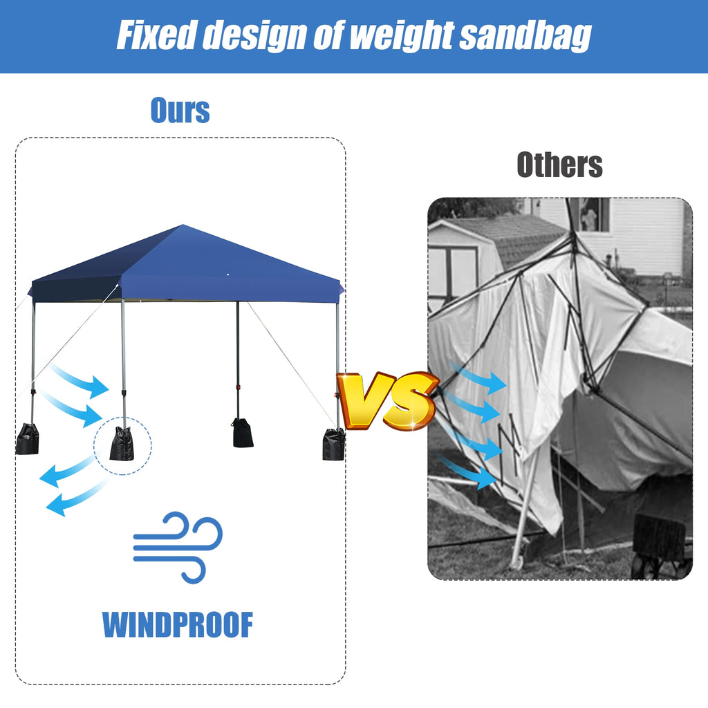 8 x Feet Outdoor Pop-up Canopy Tent with Portable Roller Bag and Sand