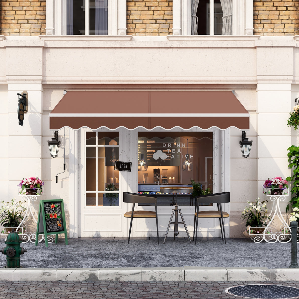 8 x 6.6 Feet Patio Retractable Awning with Manual Crank Handle