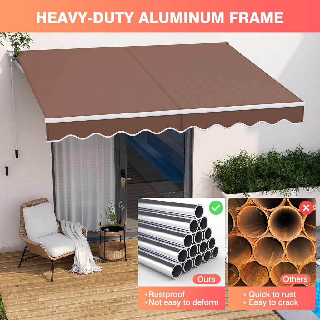 8 x 6.6 Feet Patio Retractable Awning with Manual Crank Handle