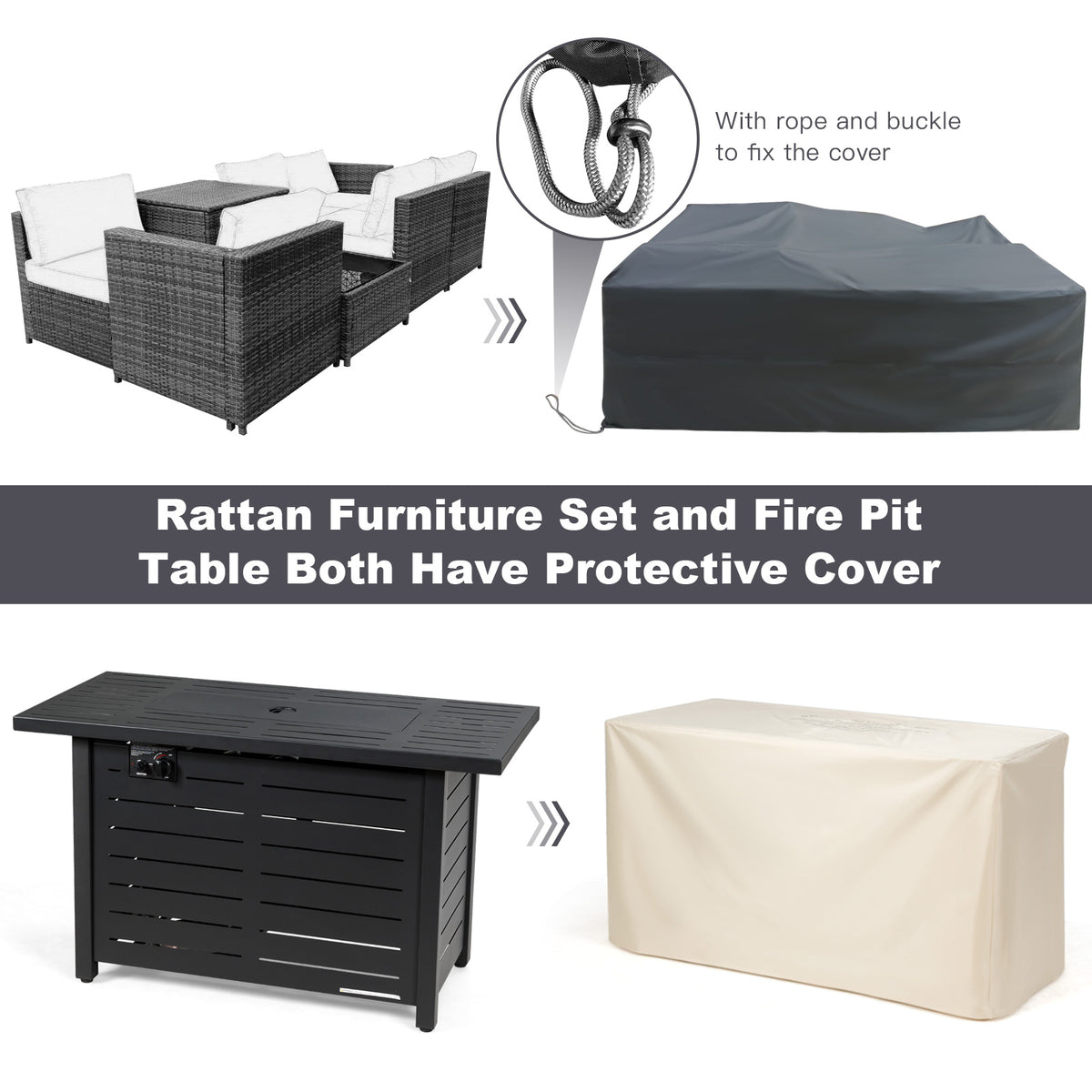 42 Inch 60,000 BTU Fire Pit Table - Alloy Steel Tabletop