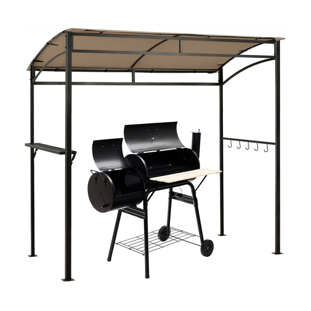 11 x 5 FT Grill Gazebo with Side Awning and Double-Tiered Top