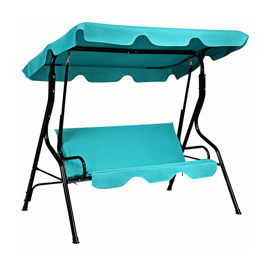 3-Seat Patio Swing Chair Porch with Adjustable Canopy Thickened