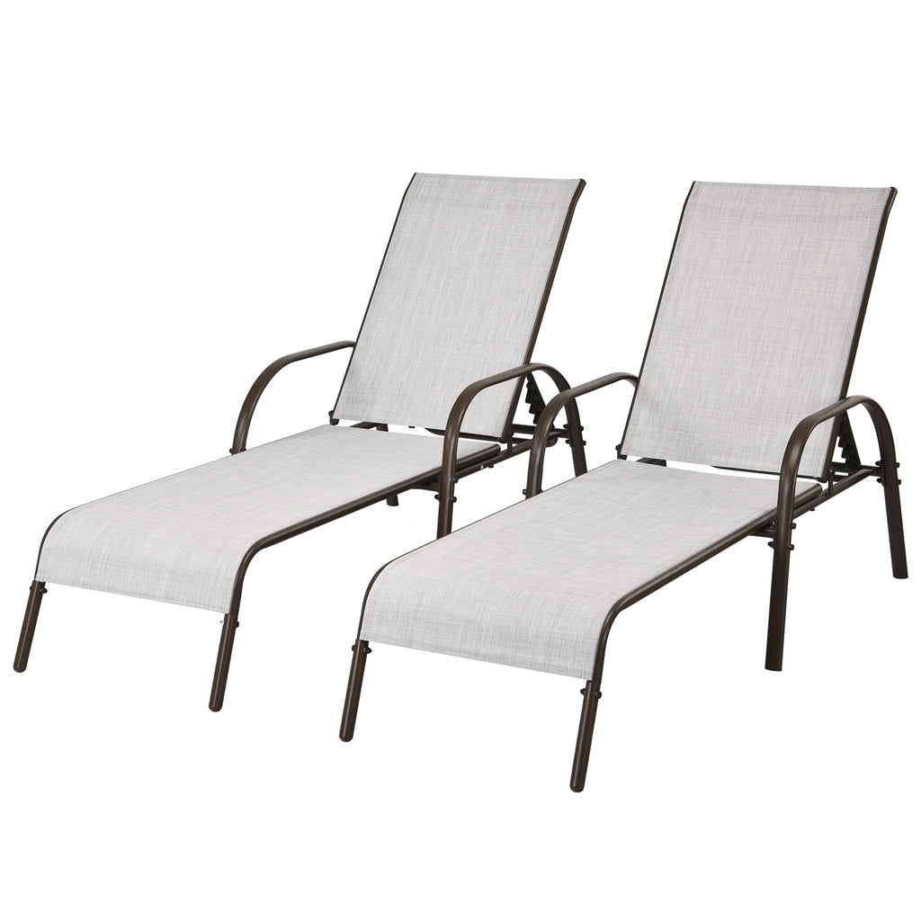 Adjustable Patio Chaise Lounge Chair with Backrest – Gray