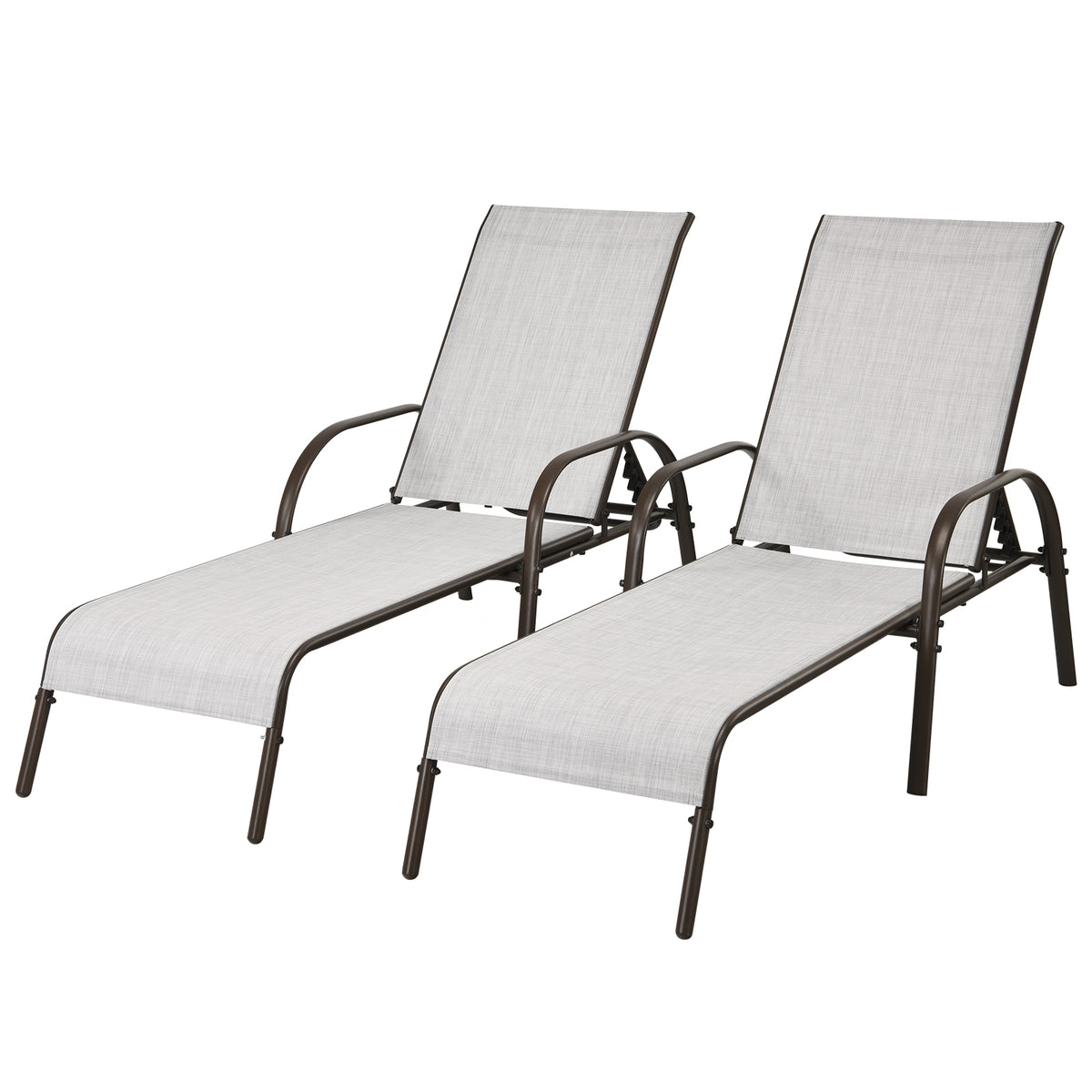 Adjustable Patio Chaise Lounge Chair with Backrest – Gray