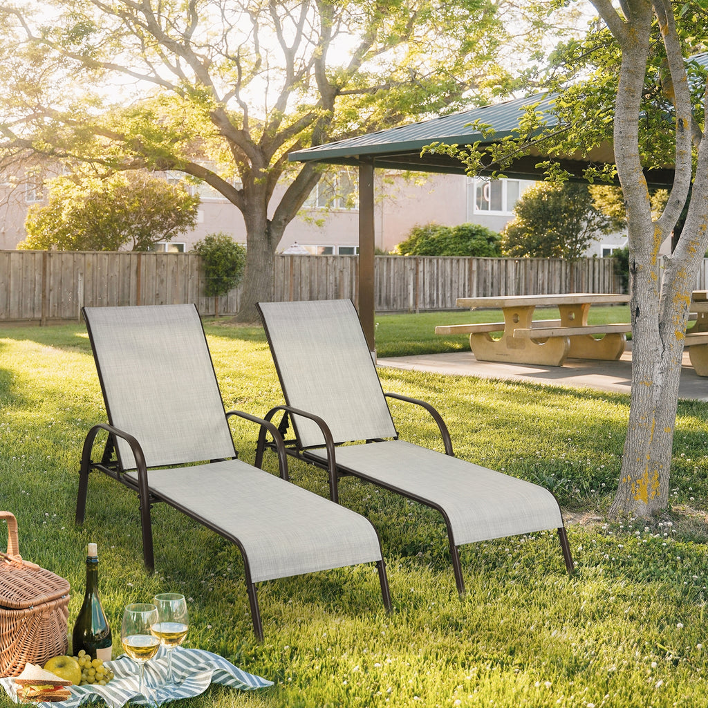 Adjustable Patio Chaise Lounge Chair with Backrest – Gray
