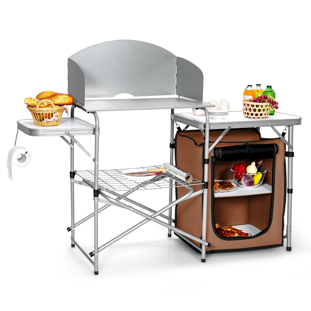 Folding Portable Outdoor Cook Station with Heat-Resistant Aluminum