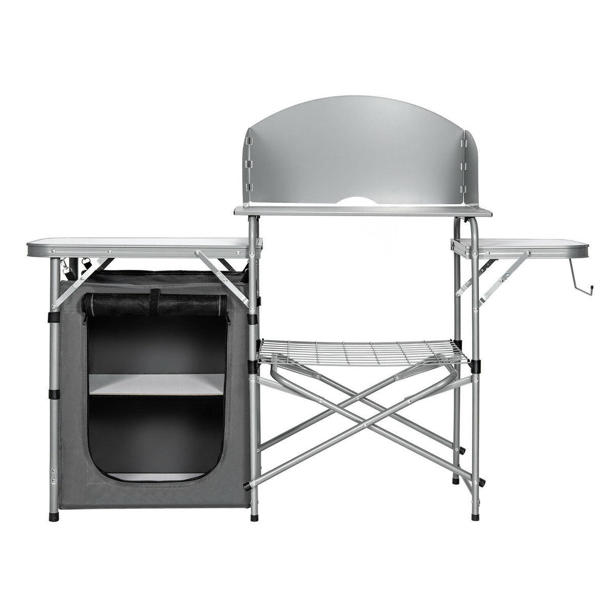 Portable Grilling Table with Windscreen & Bag - Gray
