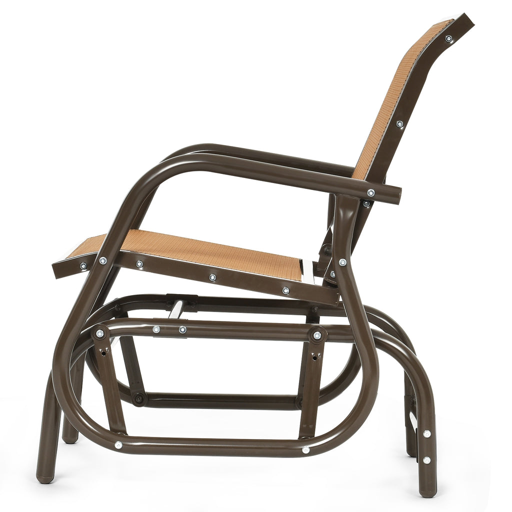 Outdoor Swing Glider Rocking Chair with Armrest - Brown