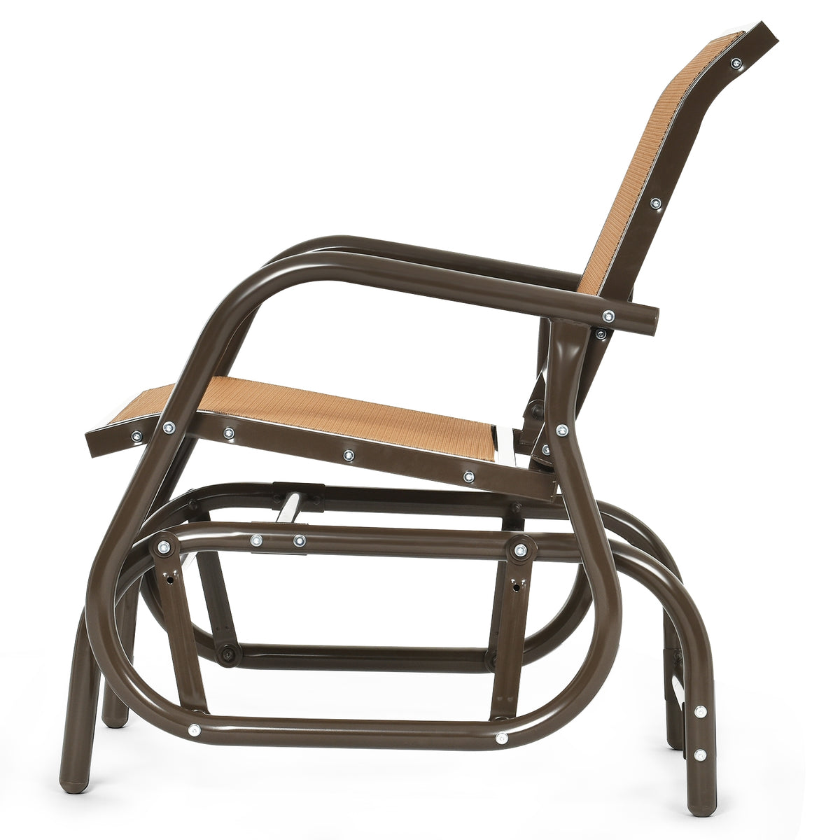Outdoor Swing Glider Rocking Chair with Armrest - Brown