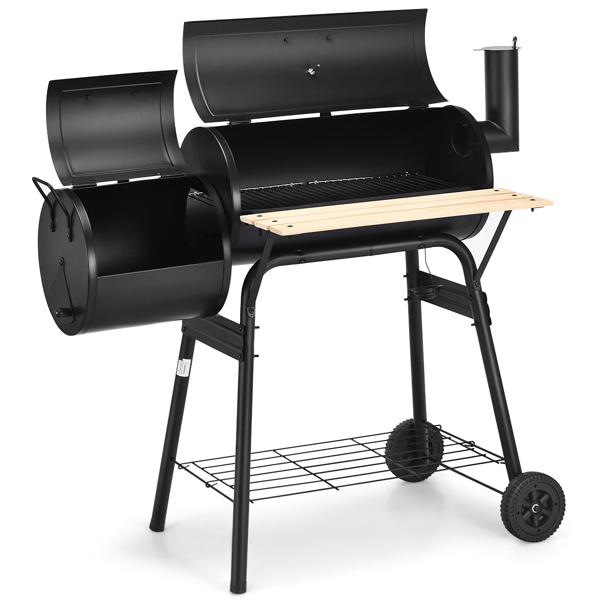 Offset BBQ Grill with Firebox - Steel Outdoor Pit