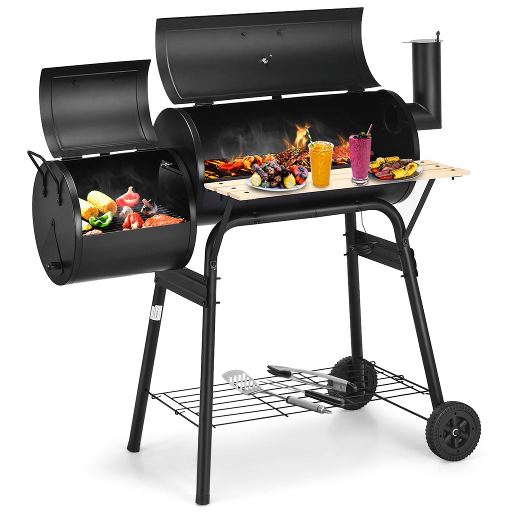 Offset BBQ Grill with Firebox - Steel Outdoor Pit
