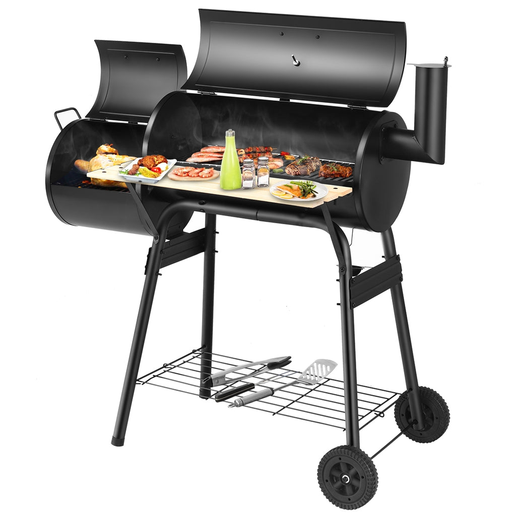 Offset BBQ Grill with Firebox - Steel Outdoor Pit
