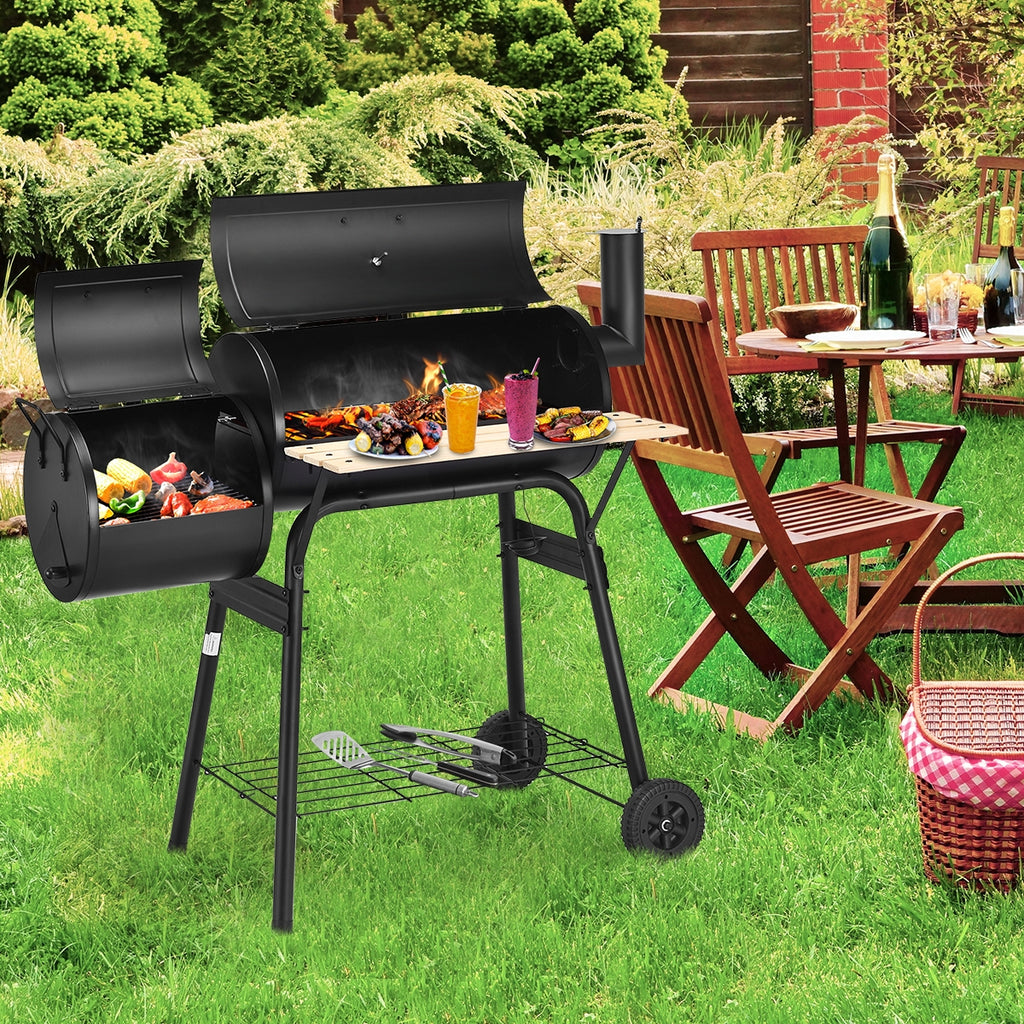 Offset BBQ Grill with Firebox - Steel Outdoor Pit