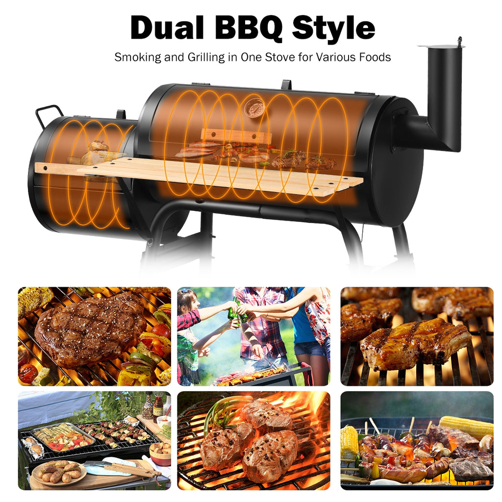 Offset BBQ Grill with Firebox - Steel Outdoor Pit