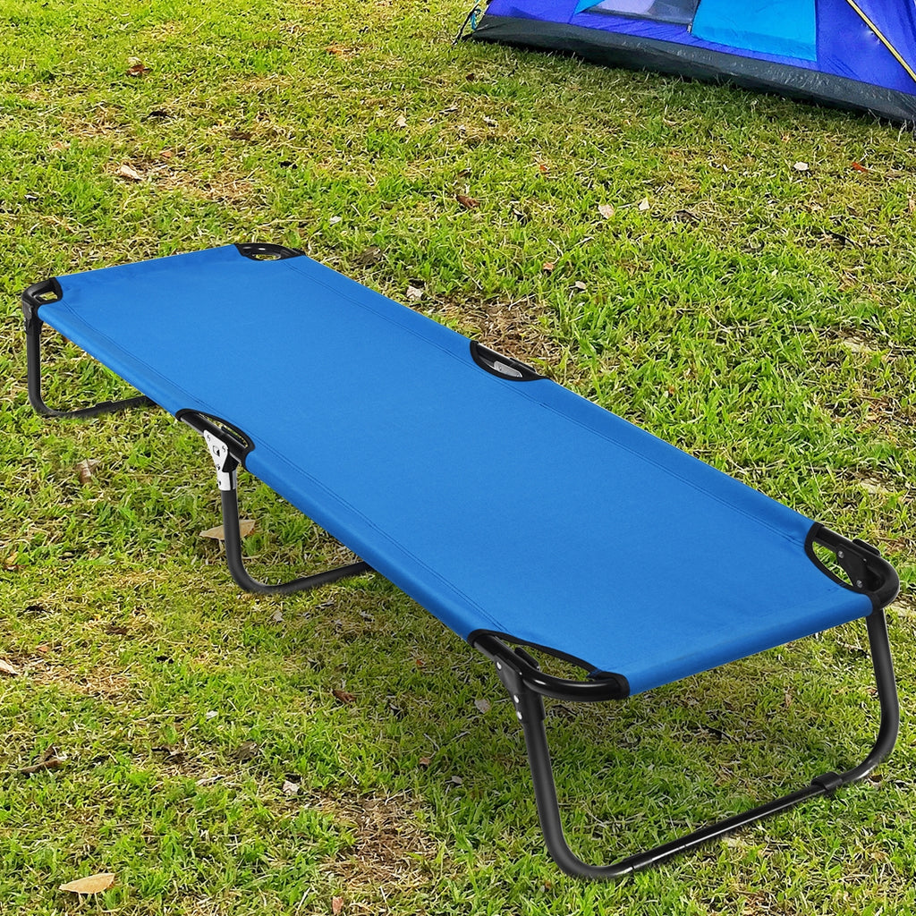 Folding Camping Bed - Blue, Elevated Design, Rust-Resistant