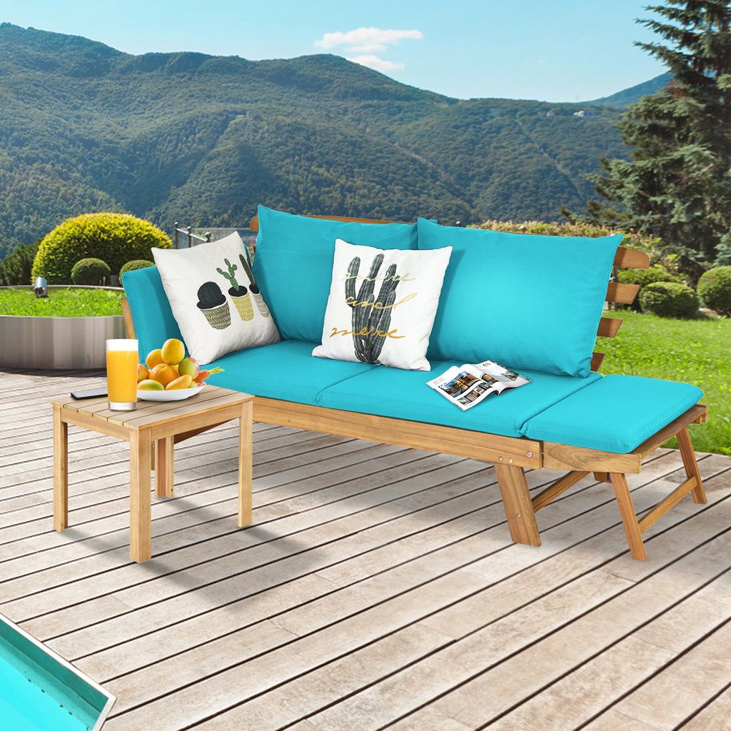 Adjustable Patio Convertible Sofa - Turquoise