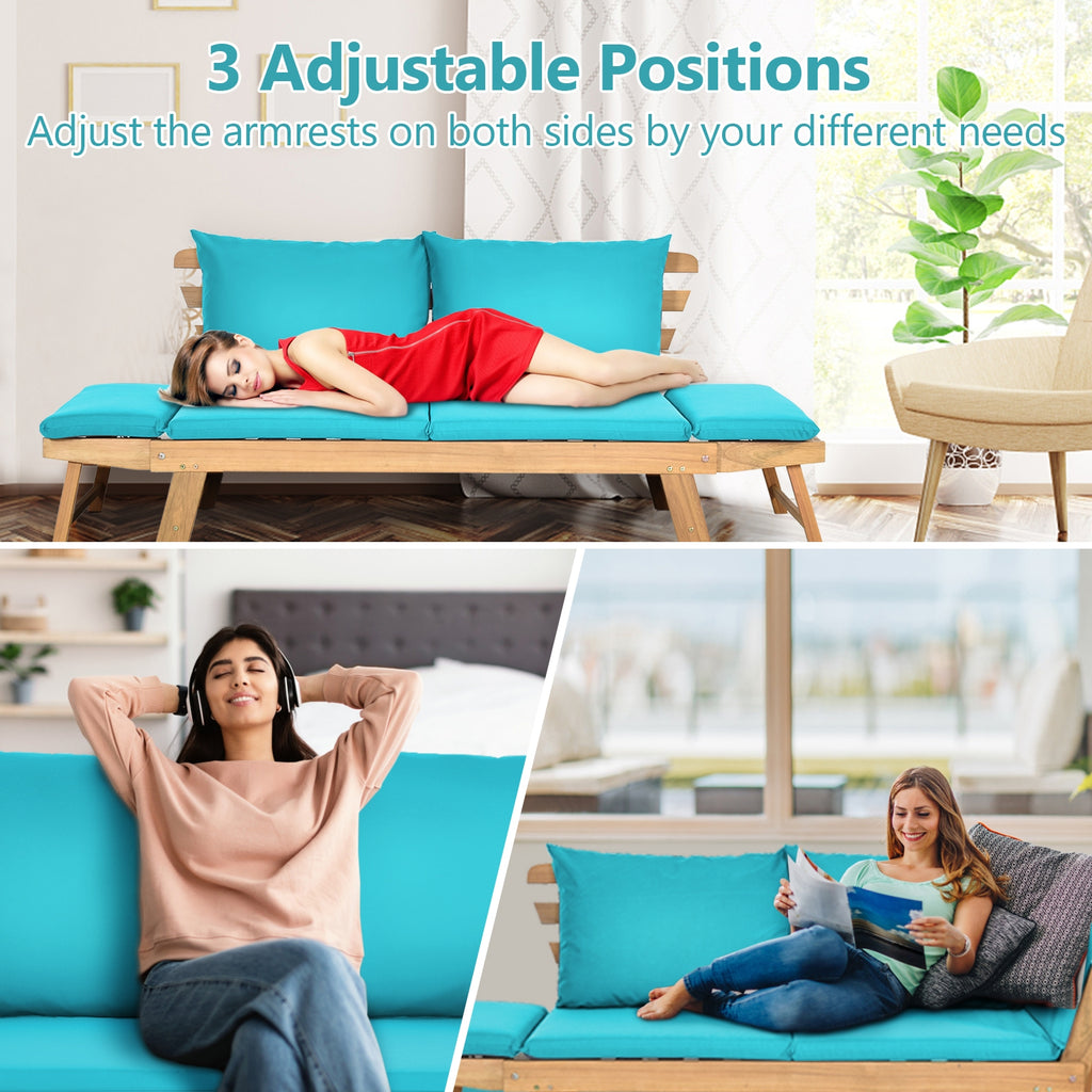 Adjustable Patio Convertible Sofa with Thick Cushion