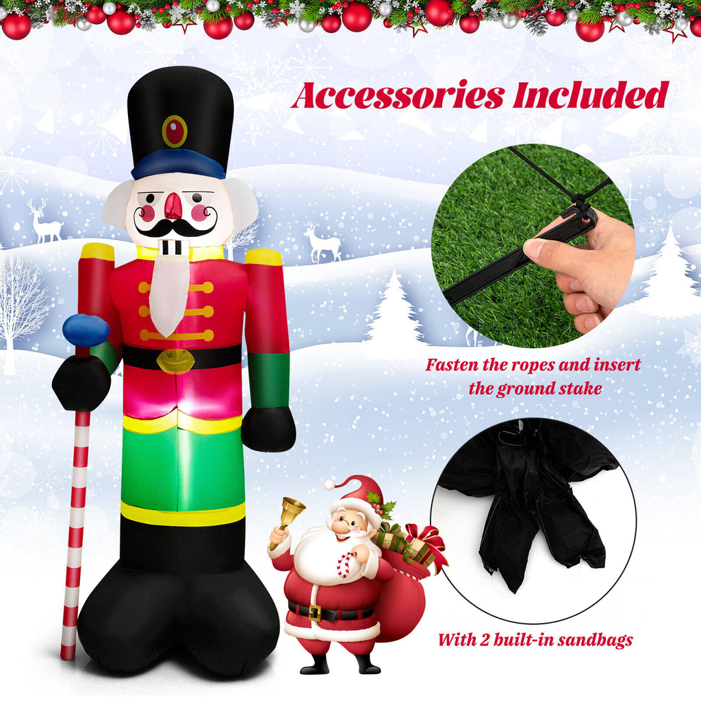 8 Feet Inflatable Nutcracker Soldier with LED Lights for Holiday Yard Decor