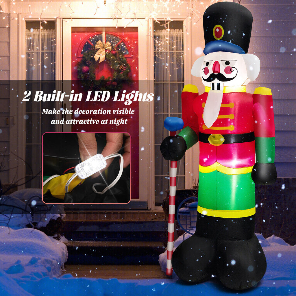 8 Feet Inflatable Nutcracker Soldier with LED Lights for Holiday Yard Decor