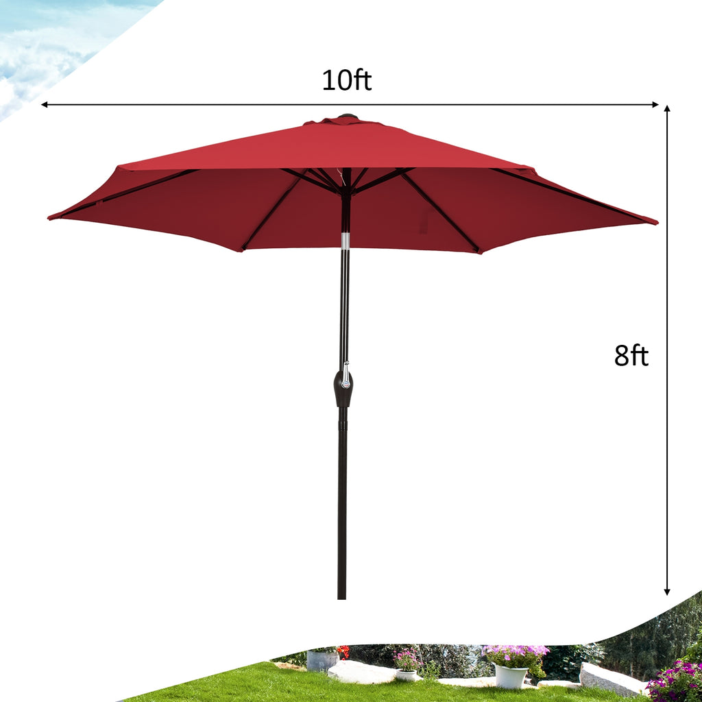 10 x 8.2 Ft Patio Umbrella with Tilt & Crank - Dark Red