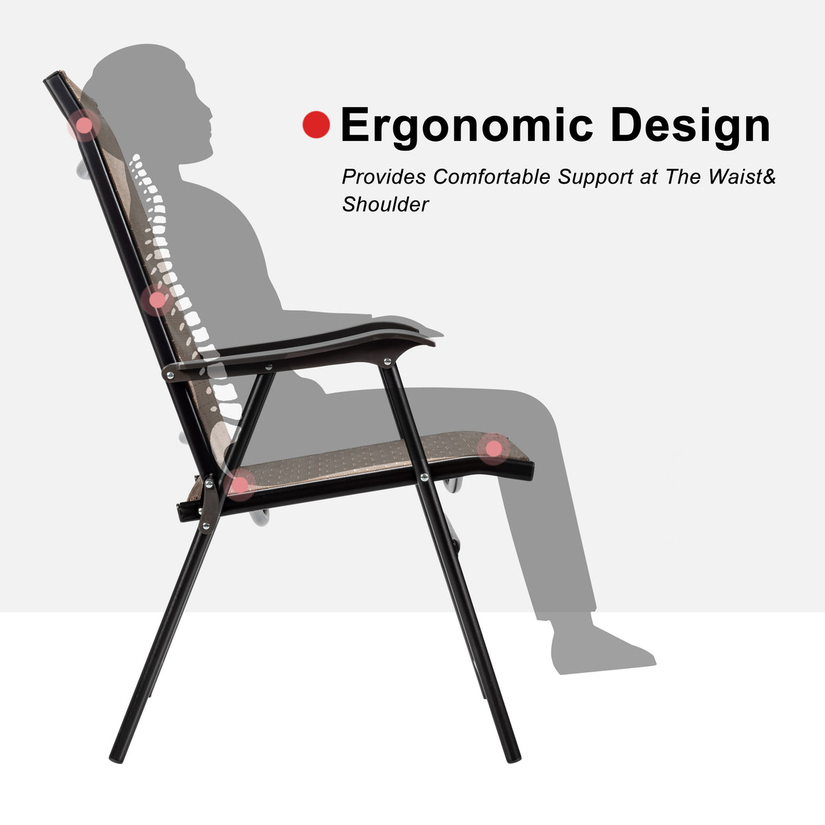 2 Pieces Outdoor Patio Folding Chair with Armrest for Camping Garden