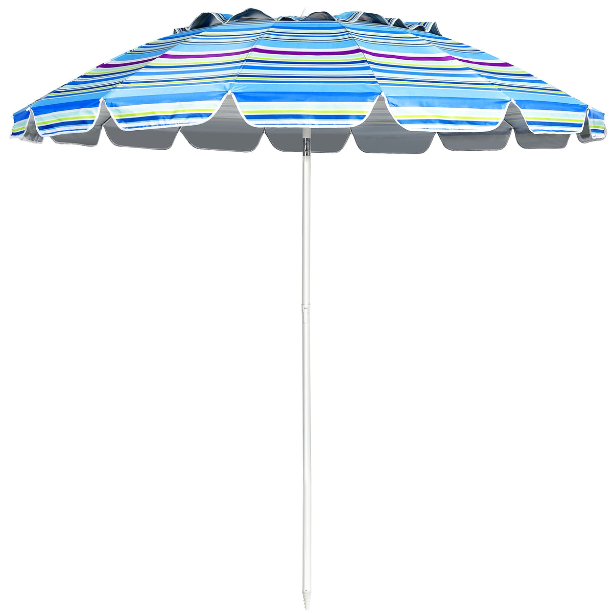8 Ft Portable Beach Umbrella with Sand Anchor - Blue