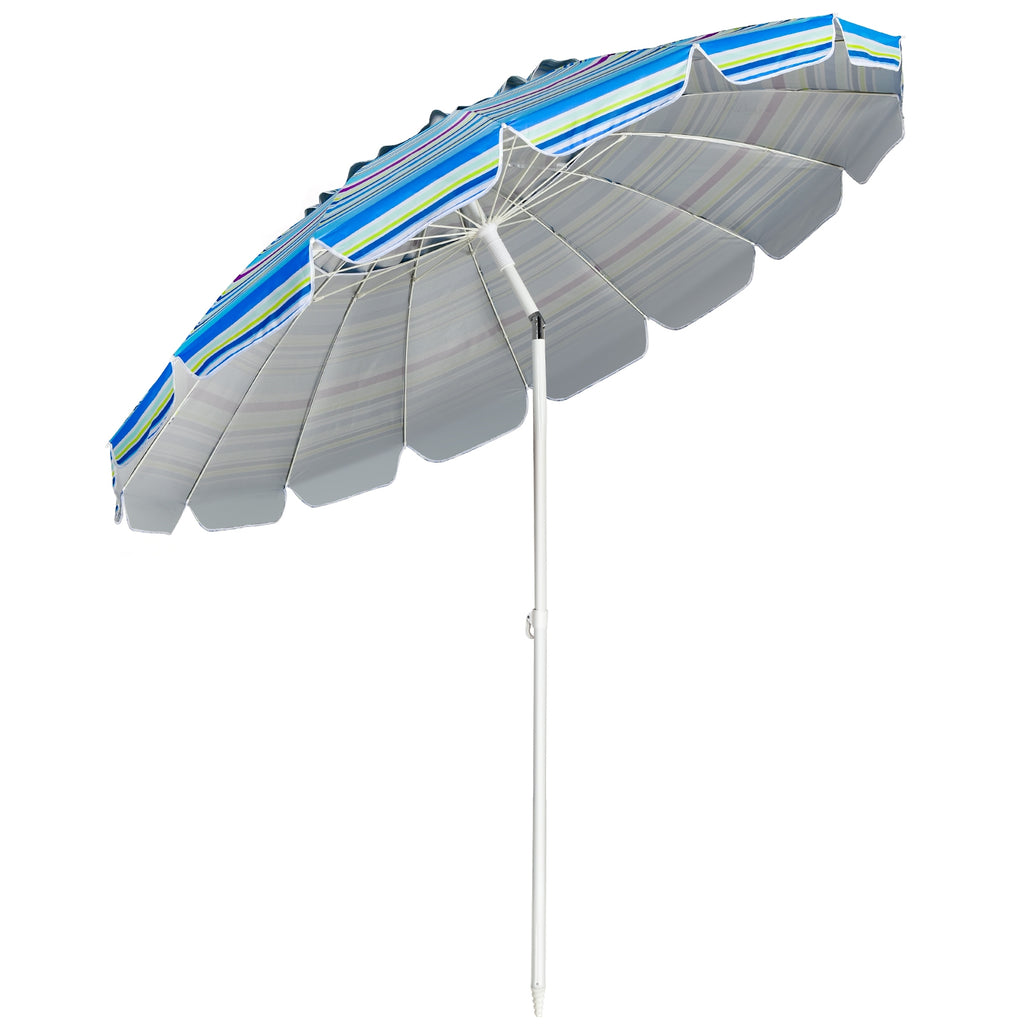 8 Ft Portable Beach Umbrella with Sand Anchor - Blue