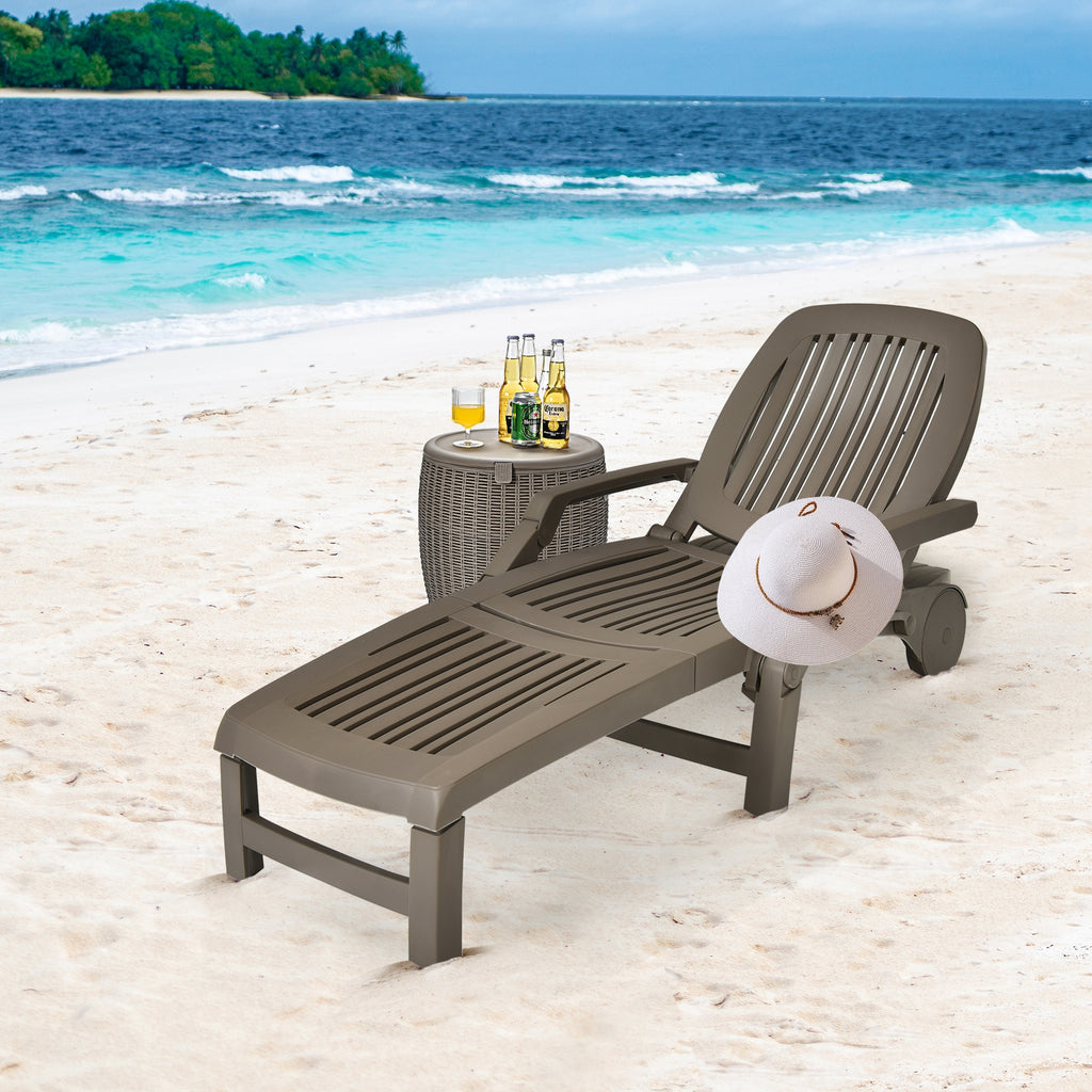 Adjustable Patio Sun Lounger with Weather Resistant Wheels