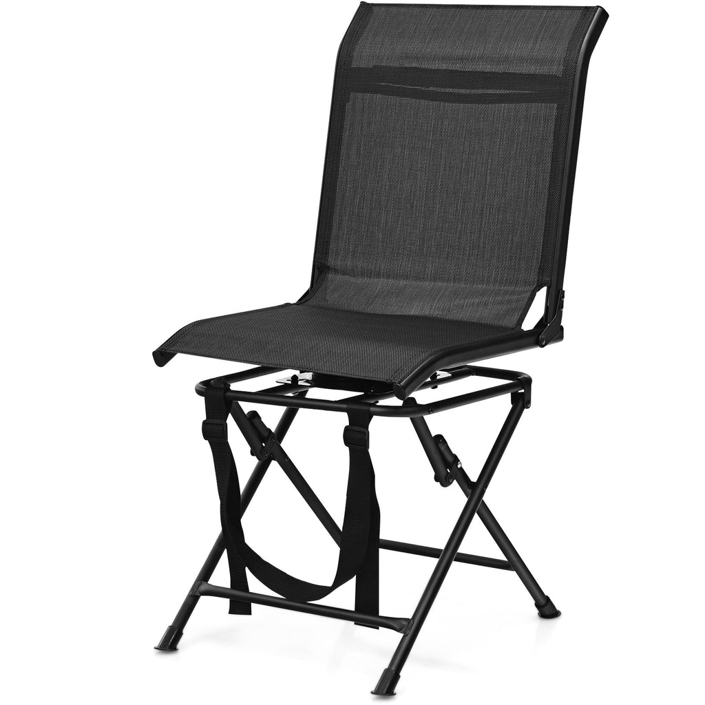 Outdoor Folding Swivel Chair 360° Rotating with Iron Frame, Brown