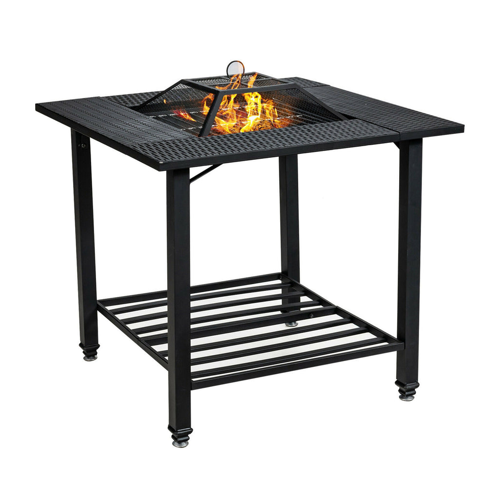 31-Inch Square Wood-Burning Fire Pit Dining Table