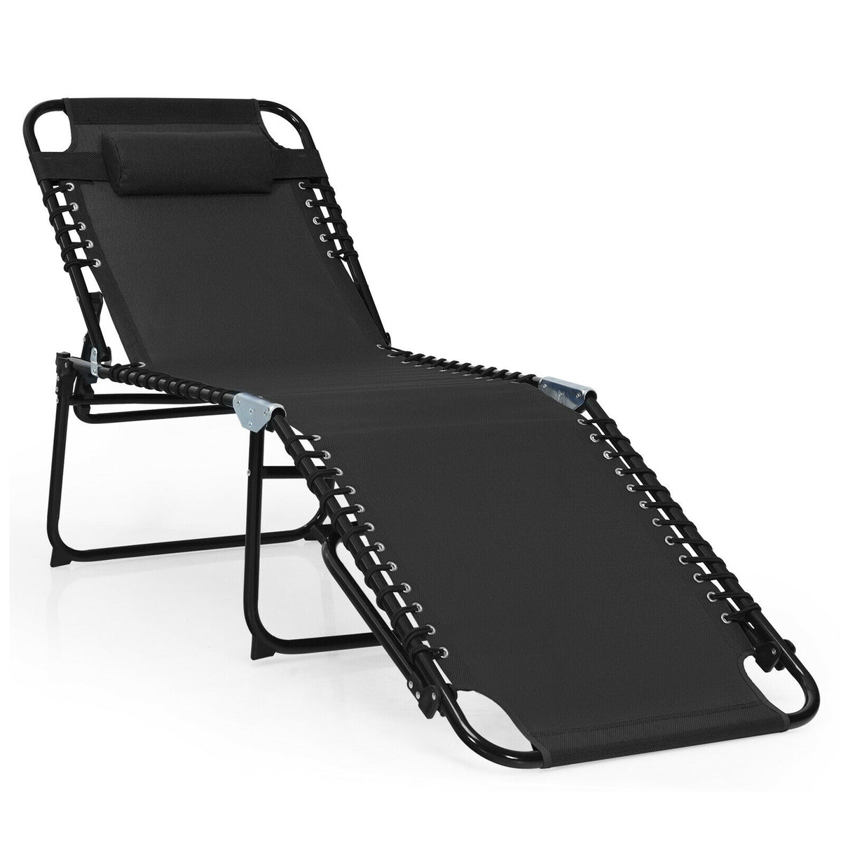 Patio Foldable Recline Lounge Chair with Adjustable Backrest and