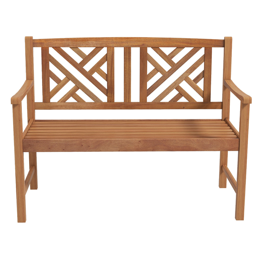 44 Inch Wooden Outdoor Bench - 2-Person Acacia Wood