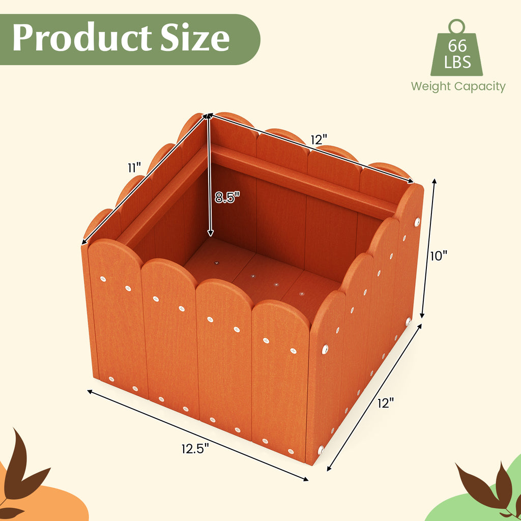 2 Pack Square Planter Box with Drainage - Orange