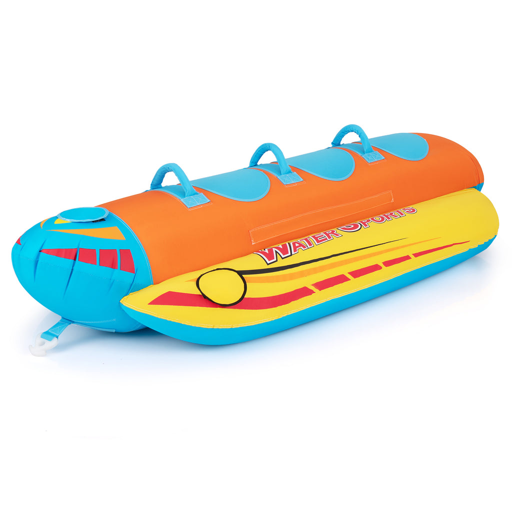 3-Person Inflatable Banana Boat with EVA Padded Seats & Handles - Costway