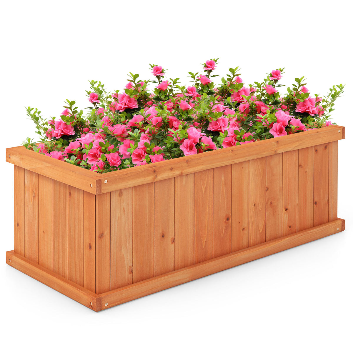 Raised Garden Bed Wooden Planter Box with 4 Drainage Holes and