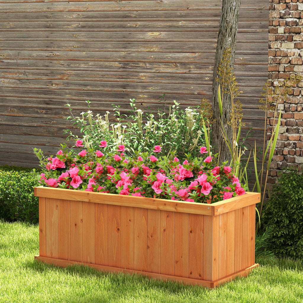 Raised Garden Bed Wooden Planter Box with 4 Drainage Holes and