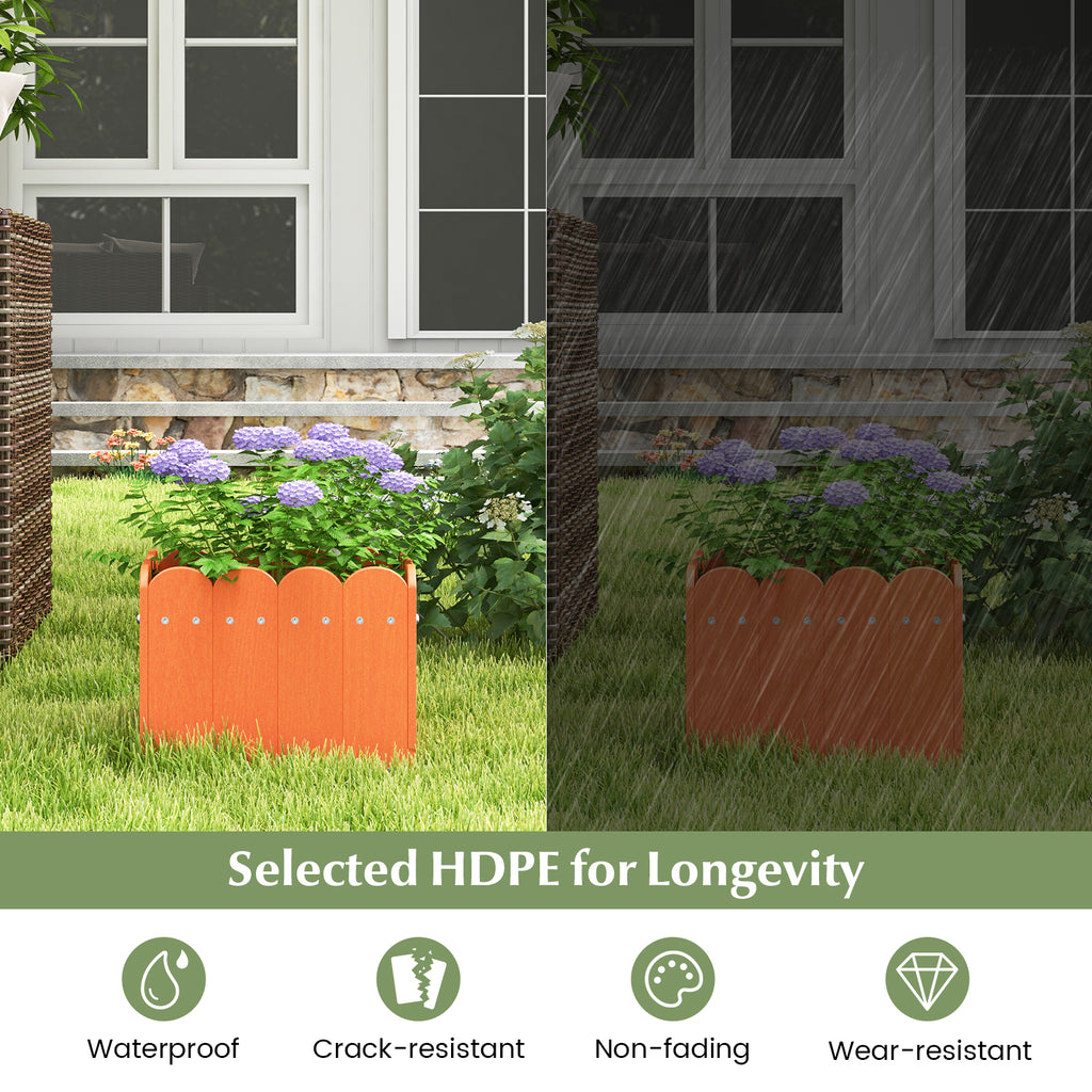 2 Pack Square Planter Box with Drainage - Orange