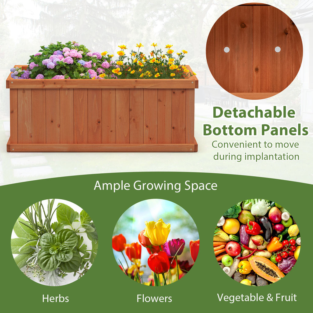 Raised Garden Bed Wooden Planter Box with 4 Drainage Holes and