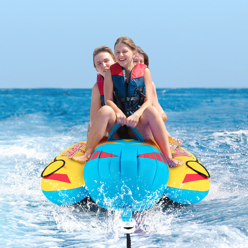 3-Person Inflatable Banana Boat with EVA Padded Seats & Handles - Costway