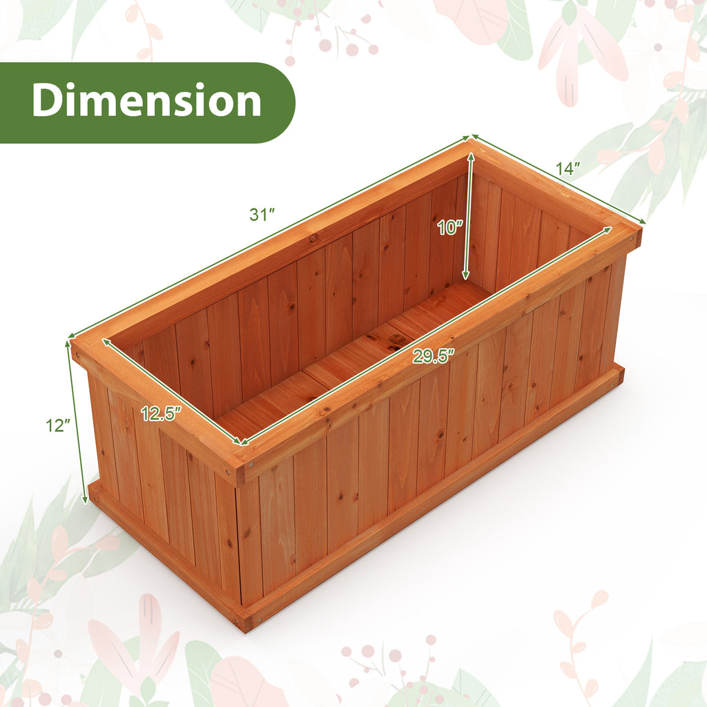 Raised Garden Bed Wooden Planter Box with 4 Drainage Holes and