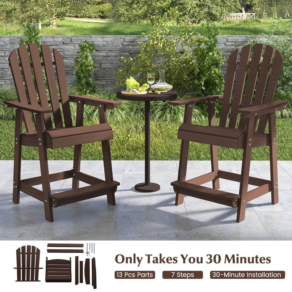 HDPE Patio Chair with Armrest and Footrest for Indoor Outdoor