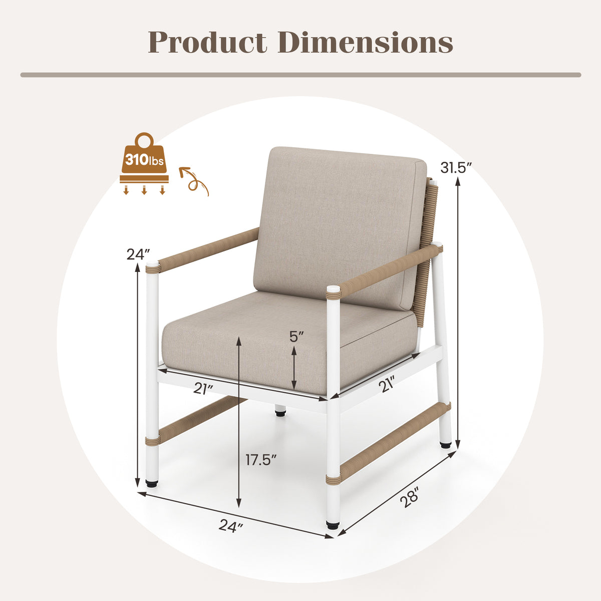 Patio Aluminum Sofa with Wicker Backrest - 2 Pack