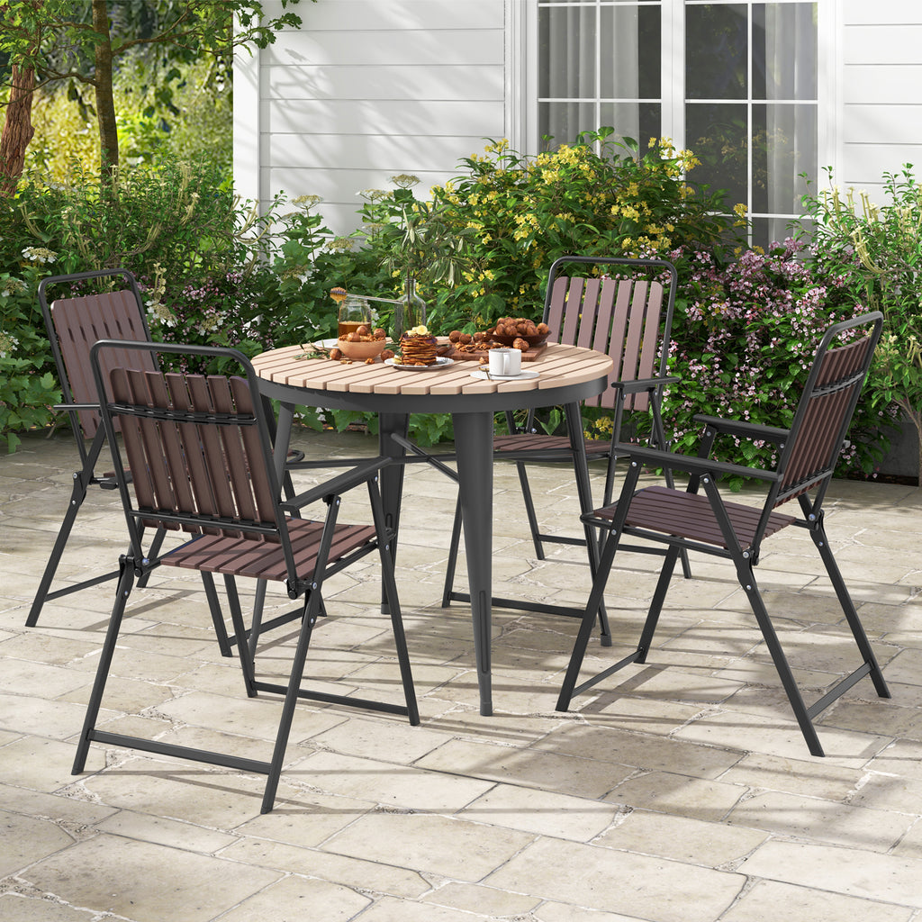 4 pcs Patio Folding Chairs with PP Seat and Back 400 LBS Heavy-Duty