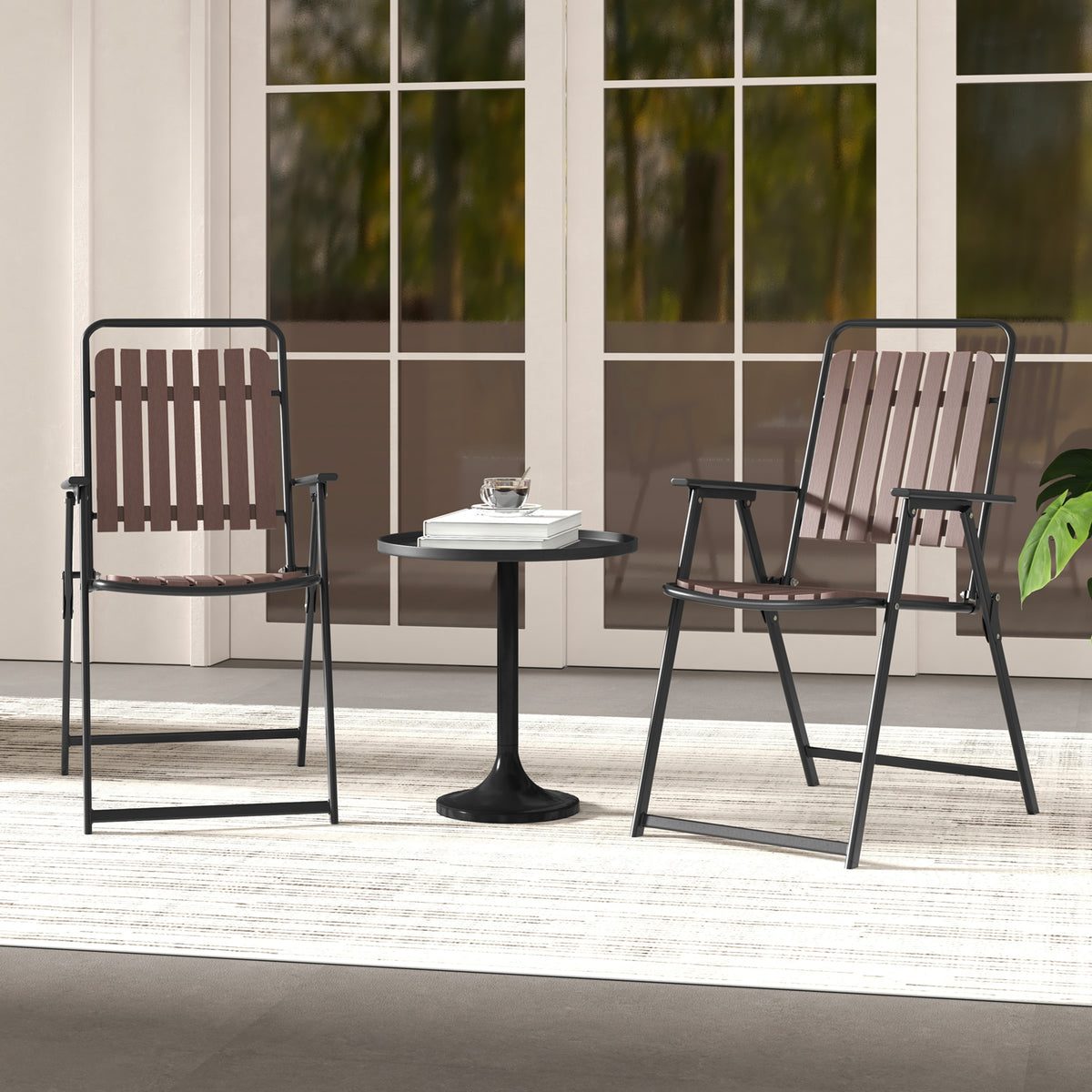 4 pcs Patio Folding Chairs with PP Seat and Back 400 LBS Heavy-Duty
