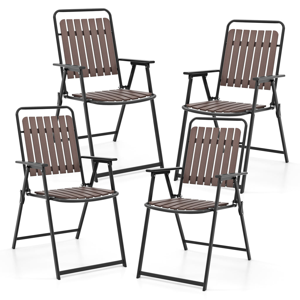 4 pcs Patio Folding Chairs with PP Seat and Back 400 LBS Heavy-Duty