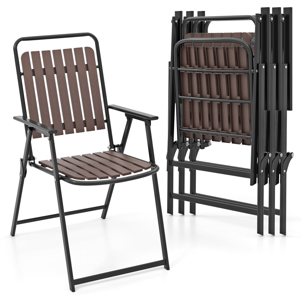 4 pcs Patio Folding Chairs with PP Seat and Back 400 LBS Heavy-Duty