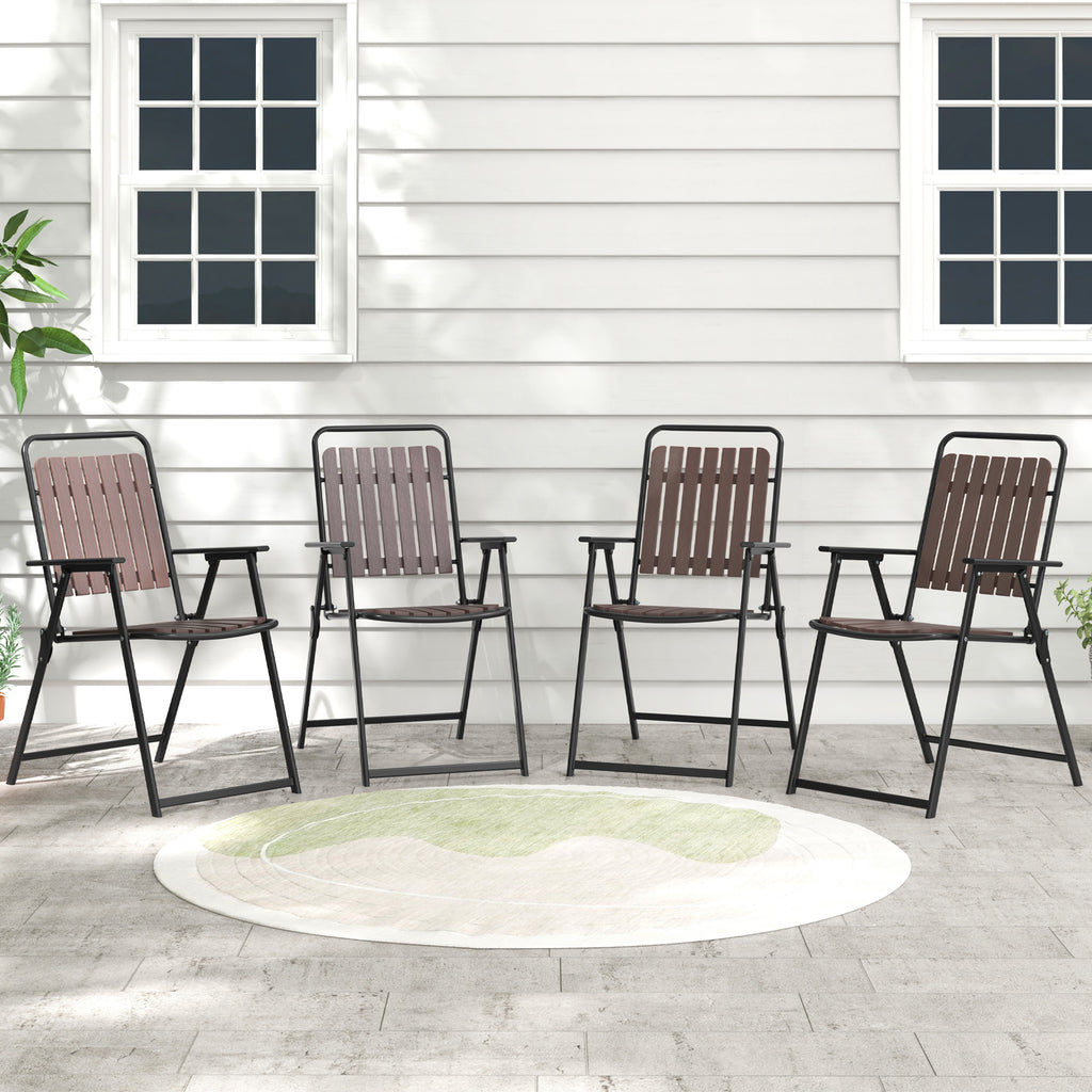 4 pcs Patio Folding Chairs with PP Seat and Back 400 LBS Heavy-Duty