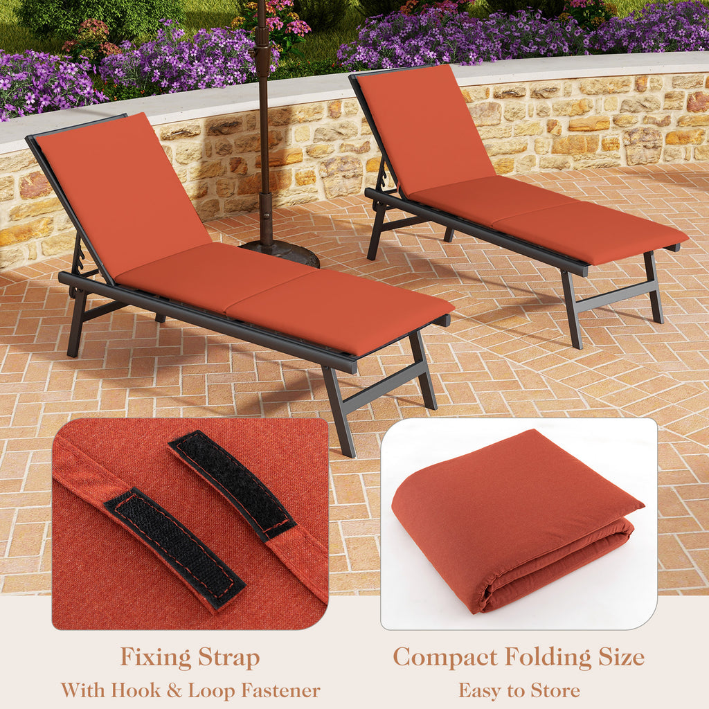 Outdoor Chaise Lounge Cushion Patio Furniture Folding Pad with Fixing