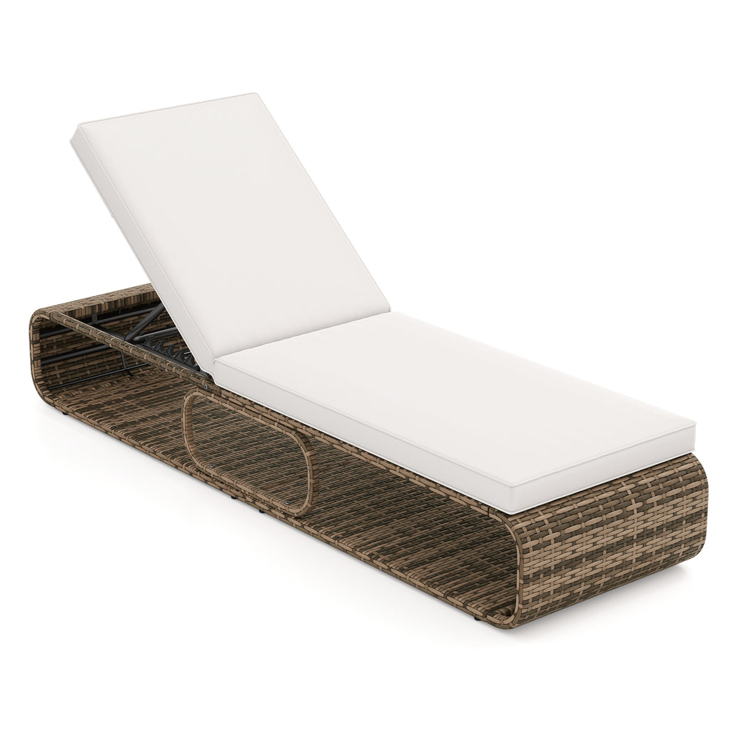 7-Position Adjustable PE Rattan Outdoor Chaise Lounge - Navy